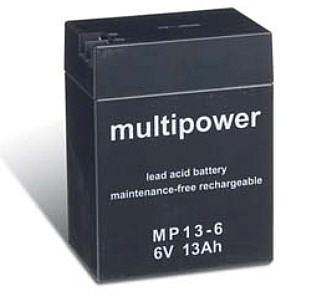 MultiPower Blei-Gel-Akku mit 6V und 13Ah (bei 20-stndiger Entladung)