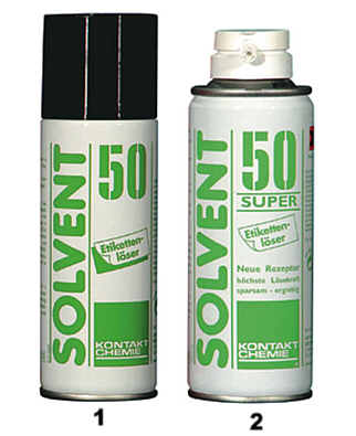 Etikettenlser von Kontakt-Chemie: Solvent 50 und Solvent 50 Super